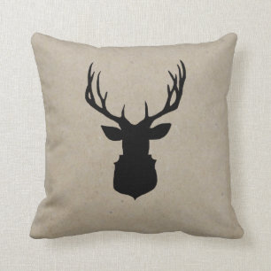 Deer Shadow   Rustic Holiday Decor Pillow