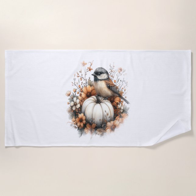 Deer Shirt Country Pumpkin Beach Towel (Front)