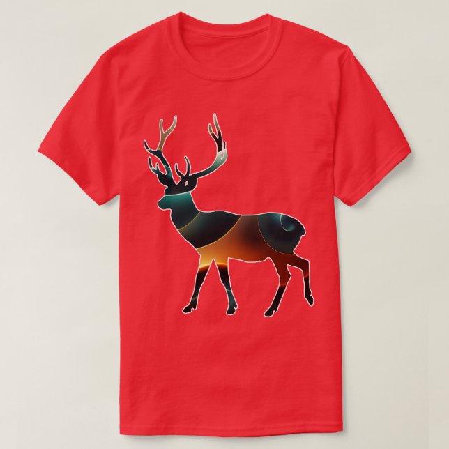 Deer Silhouette Abstract Art T-Shirt (Design Front)