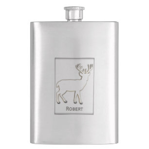 Deer Silhouette Custom Metal Flask