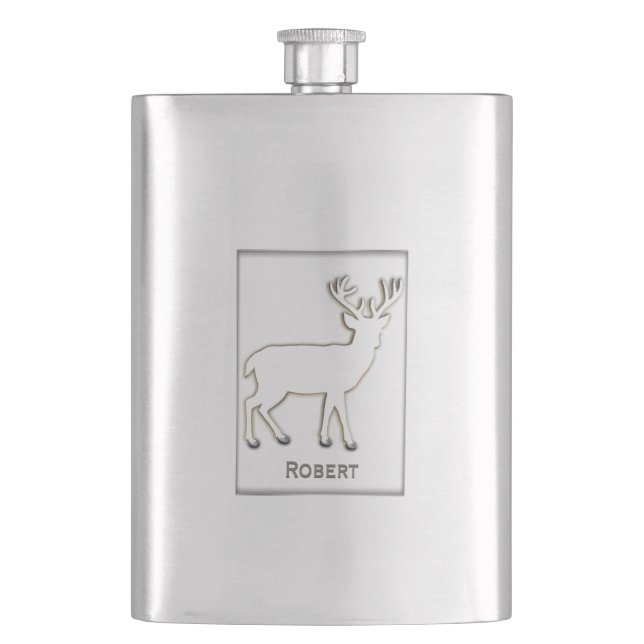 Deer Silhouette Custom Metal Flask (Front)