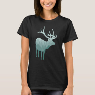 Deer Silhouette Forest Mountains Landscape Nature T-Shirt
