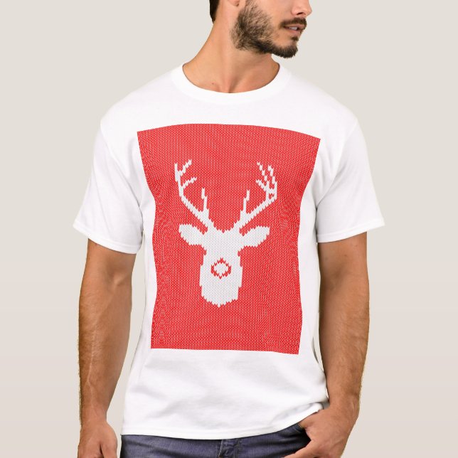 Deer Silhouette in Christmas Sweater Style Knit (Front)