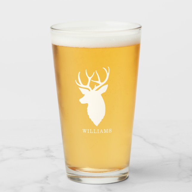 Deer Silhouette Personalized Glass (Front Filled)