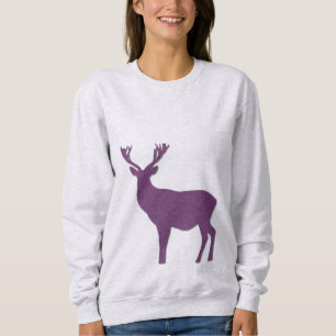 Deer silhouette Purple stag Simple elegant Sweatshirt