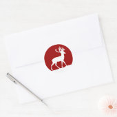 Deer Silhouette - Red and White Classic Round Sticker (Envelope)