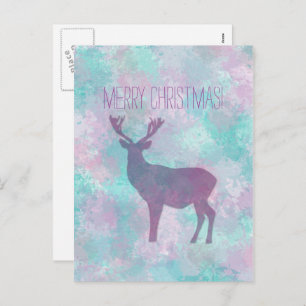 Deer silhouette Simple abstract Winter Cute Pastel Holiday Postcard