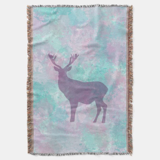Deer silhouette Simple abstract Winter Cute Pastel Throw Blanket (Front Vertical)