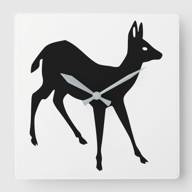 Deer Silhouette Square Wall Clock (Front)