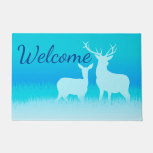 Deer Silhouette Woodland Welcome  Doormat