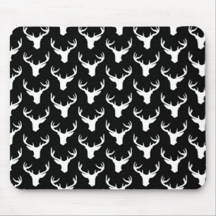Deer Silhouettes Print Pattern Deer Antlers Art Mouse Pad