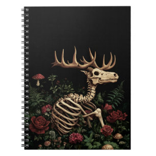 Deer Skeleton Mystical Gothic Floral Notebook