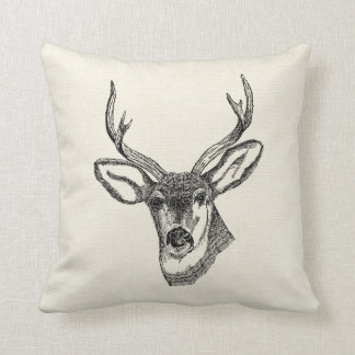 Deer Sketch Throw Pillow