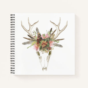 Deer Skull & Flowers Notebook