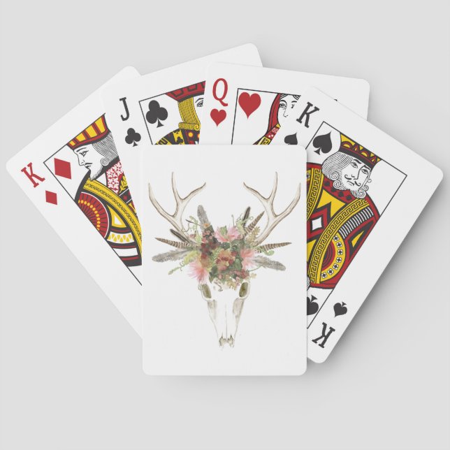 Deer Skull & Flowers Playing Cards (Back)