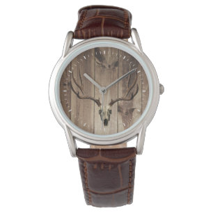 deer skull leather watch