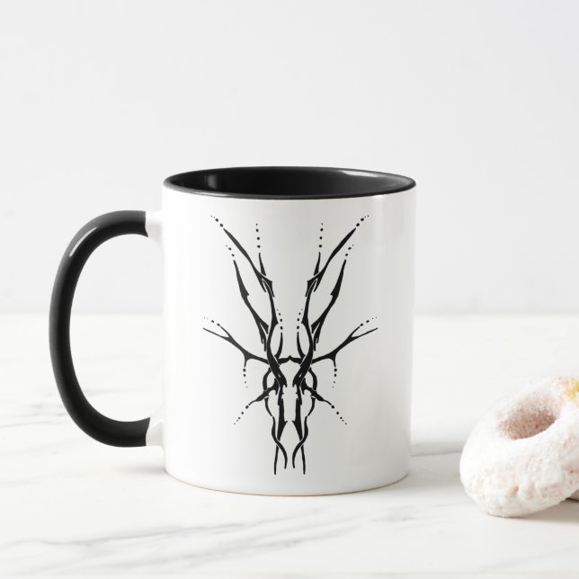 Deer Skull Tribal Design for deer Hunters black Mug (With Donut)