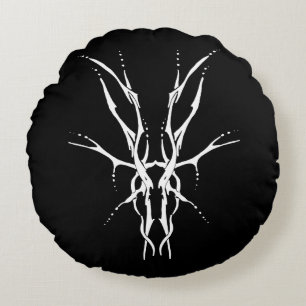 Deer Skull Tribal Design for deer Hunters white Round Pillow