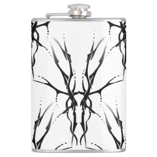 Deer Skull Tribal Tattoo Design Digital Mirror Hip Flask