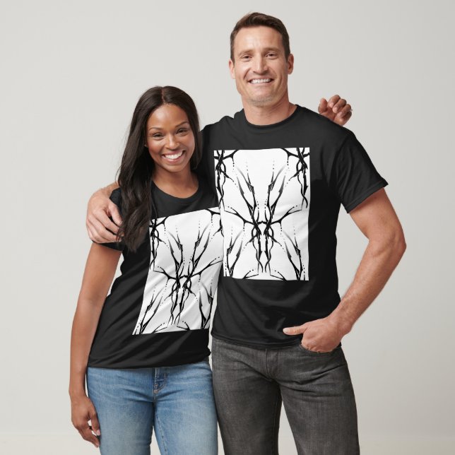 Deer Skull Tribal Tattoo Design Digital Mirror T-Shirt (Unisex)