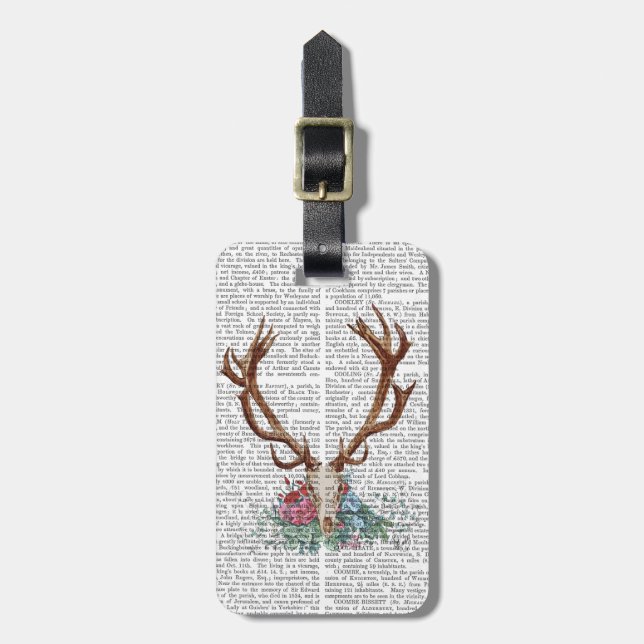 Deer Skull With Flowers 2 Luggage Tag (Front Vertical)