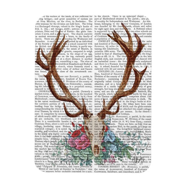 Deer Skull With Flowers 2 Magnet (Vertical)