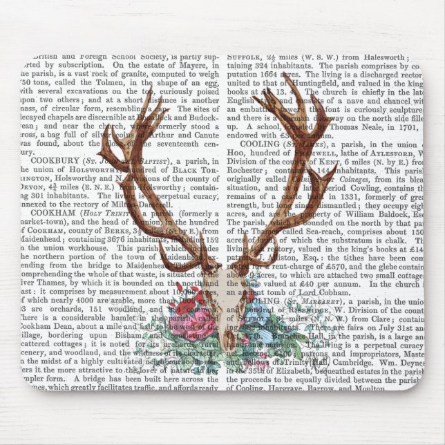 Deer Skull With Flowers 2 Mouse Pad (Front)