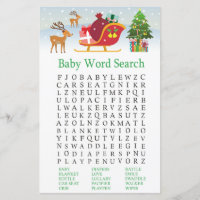 Deer sleigh with presents Baby Shower Word Search