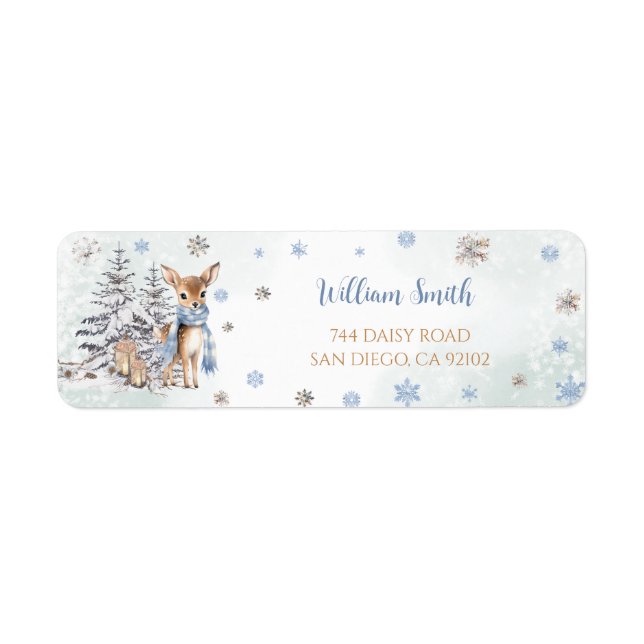 Deer Snowflakes Winter Return Return Address (Front)