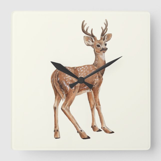 Deer Square Wall Clock (Front)