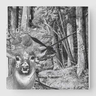 Deer Square Wall Clock