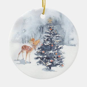 Deer & Squirrel Decorate Ceramic Ornament