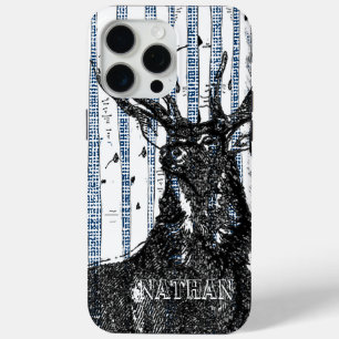 Deer/Stag Birch Tree linen Personalize iphone Case
