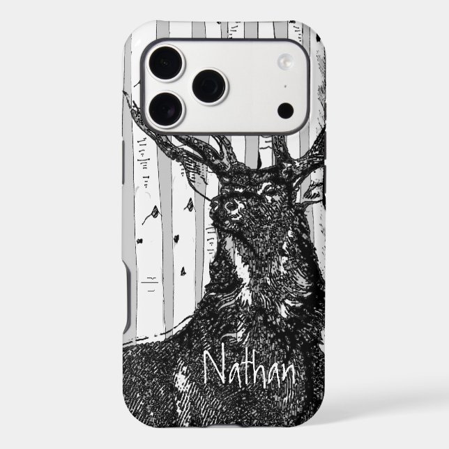 Deer/Stag Birch Tree Personalize iphone  (Back)