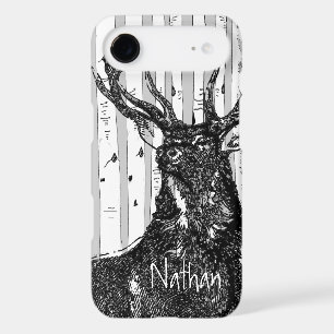 Deer/Stag Birch Tree Personalize iphone 5 Case