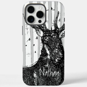 Deer/Stag Birch Tree Personalize iphone iPhone 16 Pro Max Case