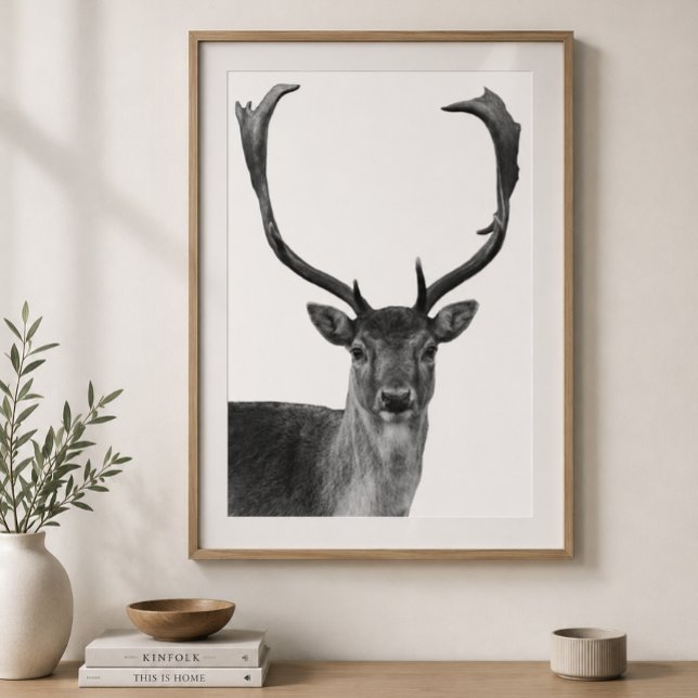 Deer Stag Black White Cabin Style Poster (Creator Uploaded)