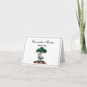 Deer Stag by Tree Heraldic Crest Emblem Holiday Card