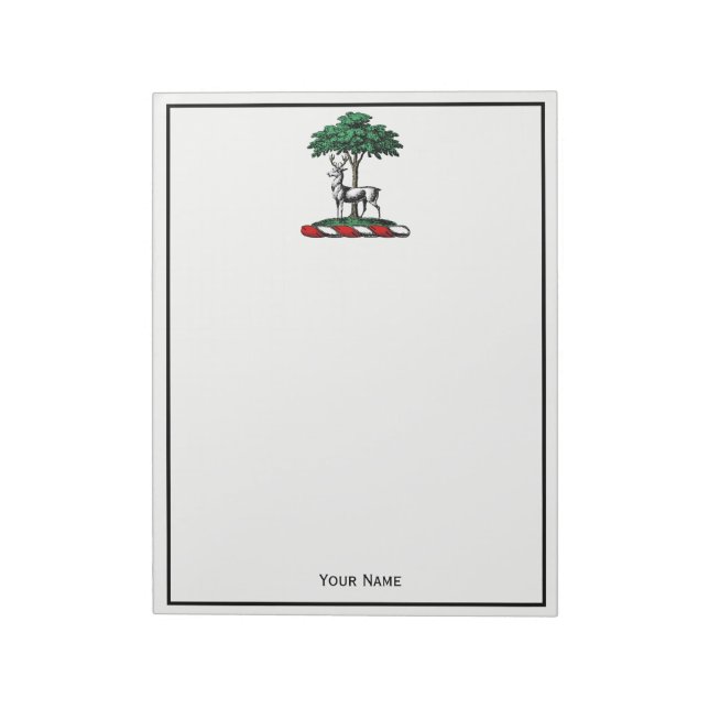 Deer Stag by Tree Heraldic Crest Emblem Notepad (Rotated)