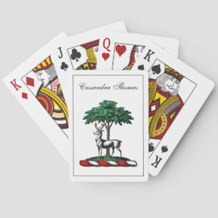 Deer Stag by Tree Heraldic Crest Emblem Playing Cards