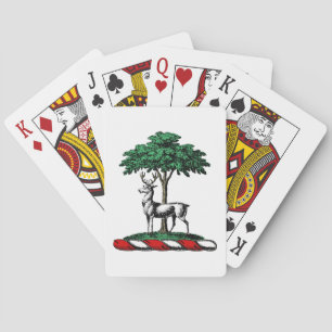 Deer Stag by Tree Heraldic Crest Emblem Playing Cards