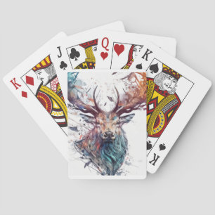 Deer Stag Portrait Animal Painting Wildlife Free Playing Cards
