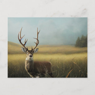 Deer Stag standing in Field of Grass Postcard