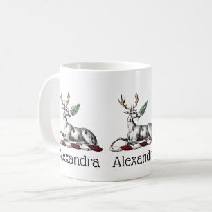 Deer Stag with Fern Heraldic Crest Emblem Coffee Mug