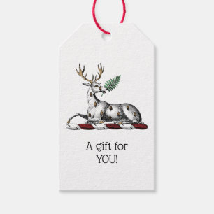 Deer Stag with Fern Heraldic Crest Emblem Gift Tags