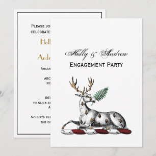 Deer Stag with Fern Heraldic Crest Emblem Invitation