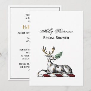 Deer Stag with Fern Heraldic Crest Emblem Invitation