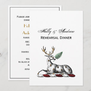 Deer Stag with Fern Heraldic Crest Emblem Invitation