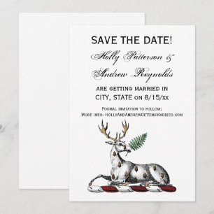 Deer Stag with Fern Heraldic Crest Emblem Invitation