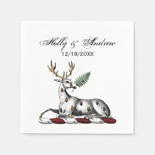 Deer Stag with Fern Heraldic Crest Emblem Napkin